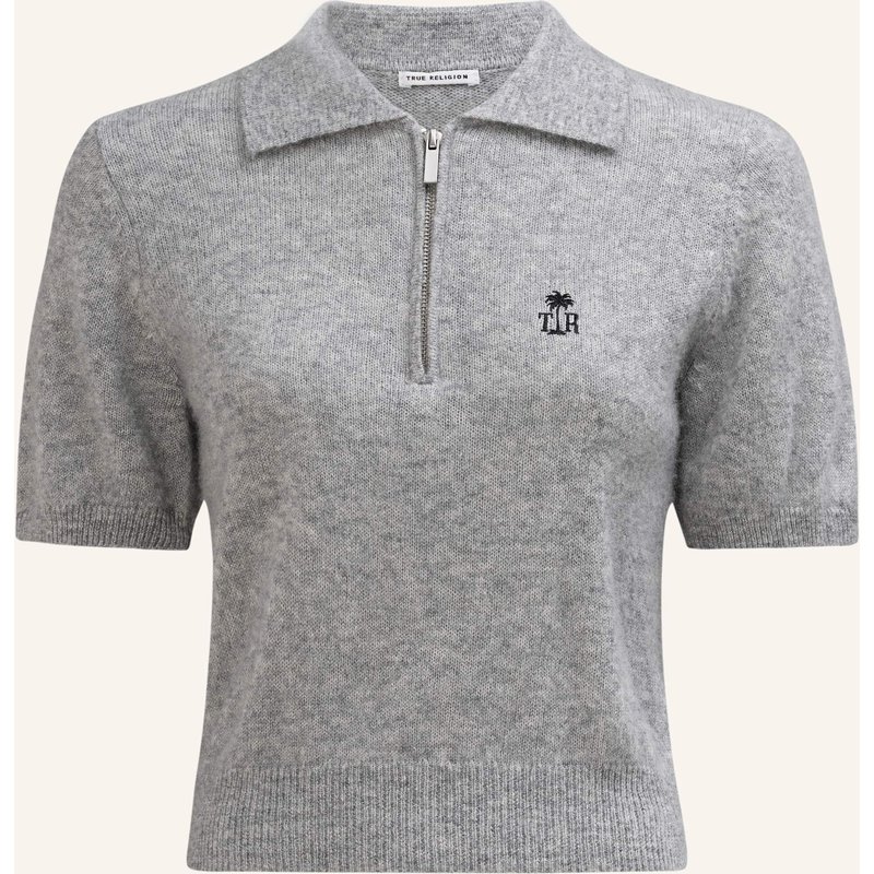 True Religion Strick-Poloshirt Amara grau