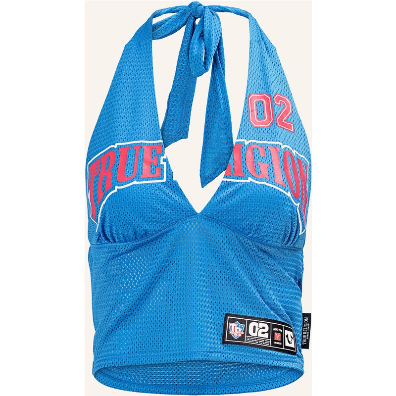 True Religion Mesh-Halter Top blau