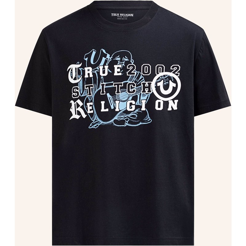 True Religion T-Shirt Buddha Letters schwarz
