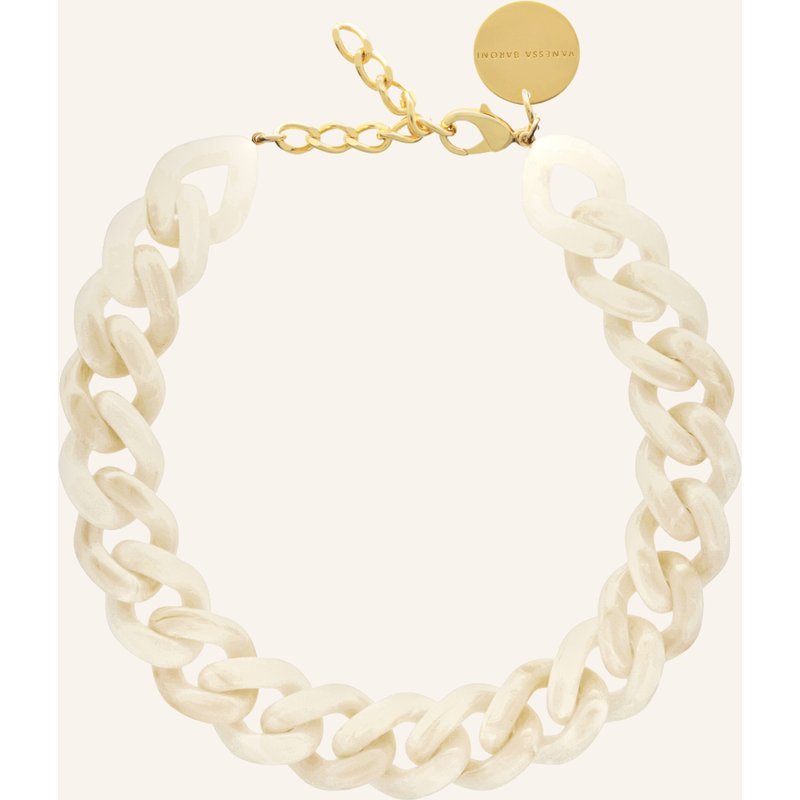 Vanessa Baroni Halskette Flat Chain Necklace Pearl Marble By Glambou weiss