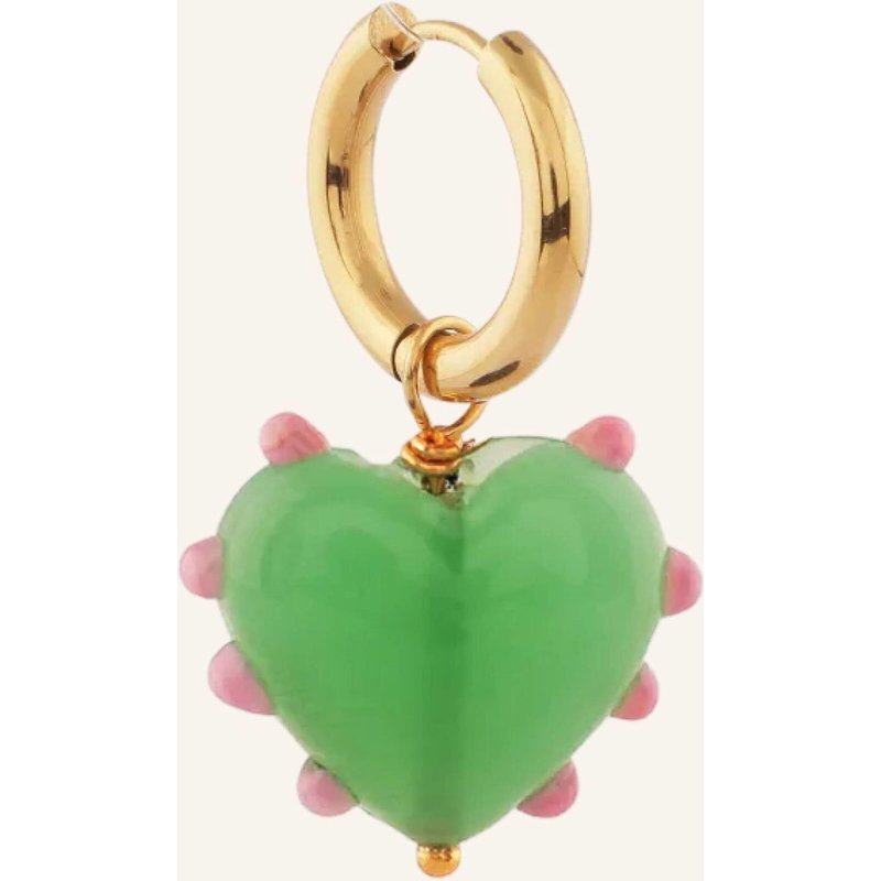 Sandralexandra Creolen Milagros Heart Single Jade Green By Glambou gold