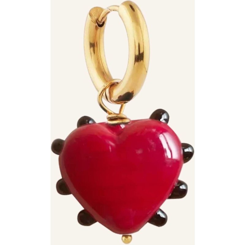 Sandralexandra Creolen Milagros Heart Single Red By Glambou gold