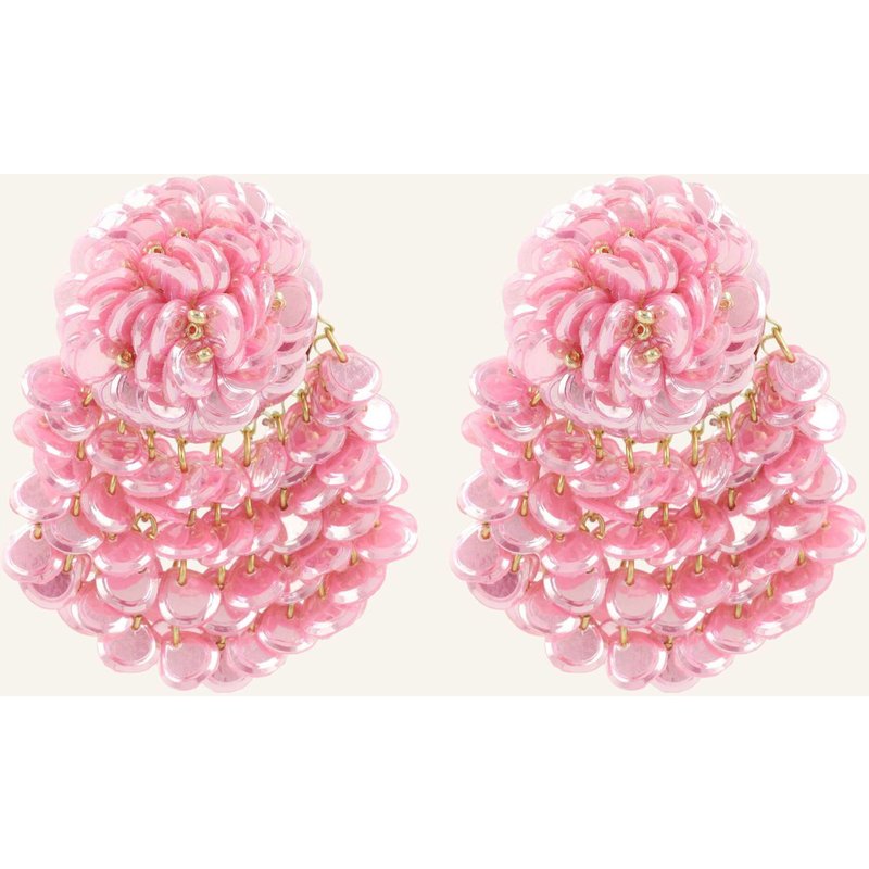 Lott.Gioielli Ohrhänger Melody Ce Sq Sequin Fan Shaped Flower L Soft Pink By Glambou gold