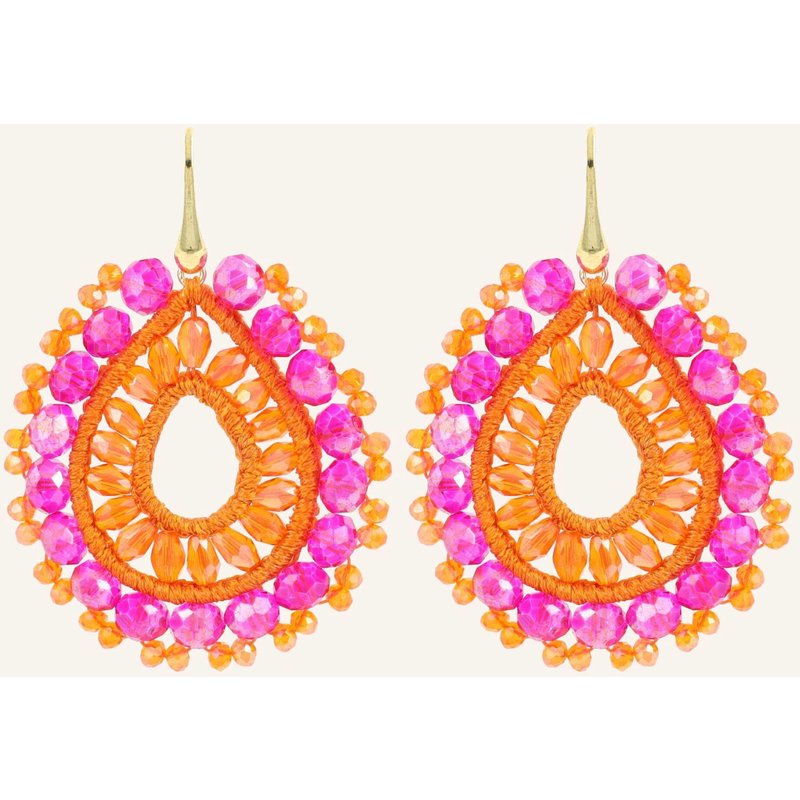 Lott.Gioielli Ohrhänger Vos Ce Si Open Drop S Irr. Stones Orange/Fuchsia #01-Mg By Glambou gold