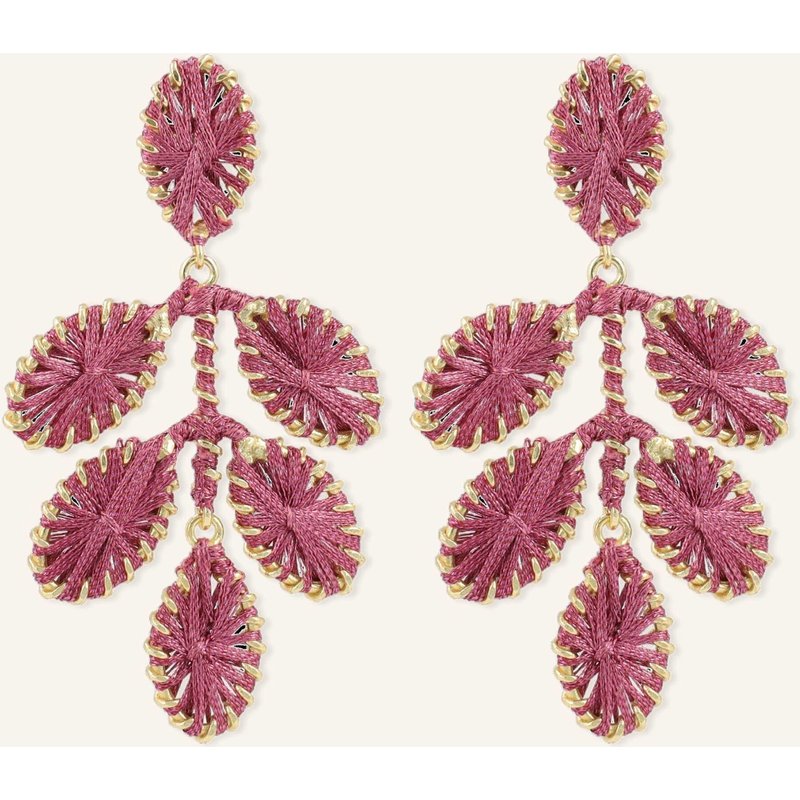 Lott.Gioielli Ohrhänger Beatrice Ce Si Flower Leafs Earring M Dark Fuchsia By Glambou gold