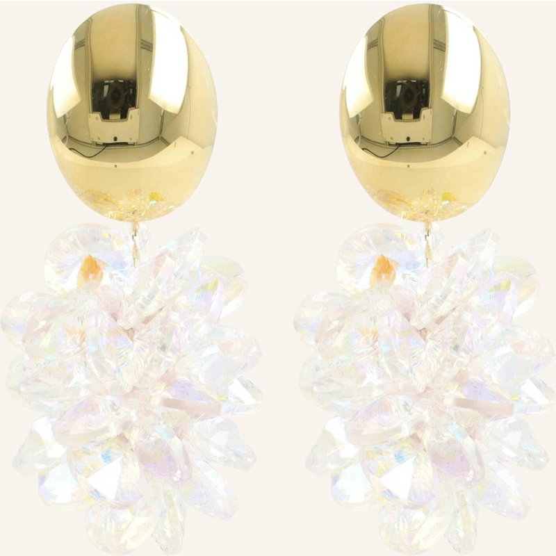 Lott.Gioielli Ohrhänger Solea Thick Oval Crystal Sequins Holo Polished Silver Pin By Glambou silber