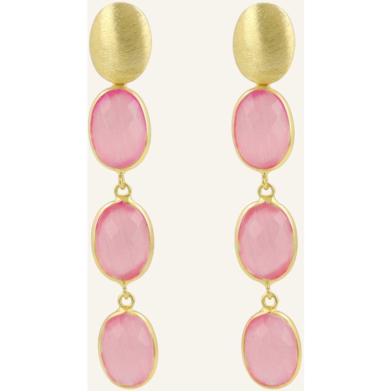 Lott.Gioielli Ohrhänger April Ce Qu Three Framed Stones Sunset Pink By Glambou gold