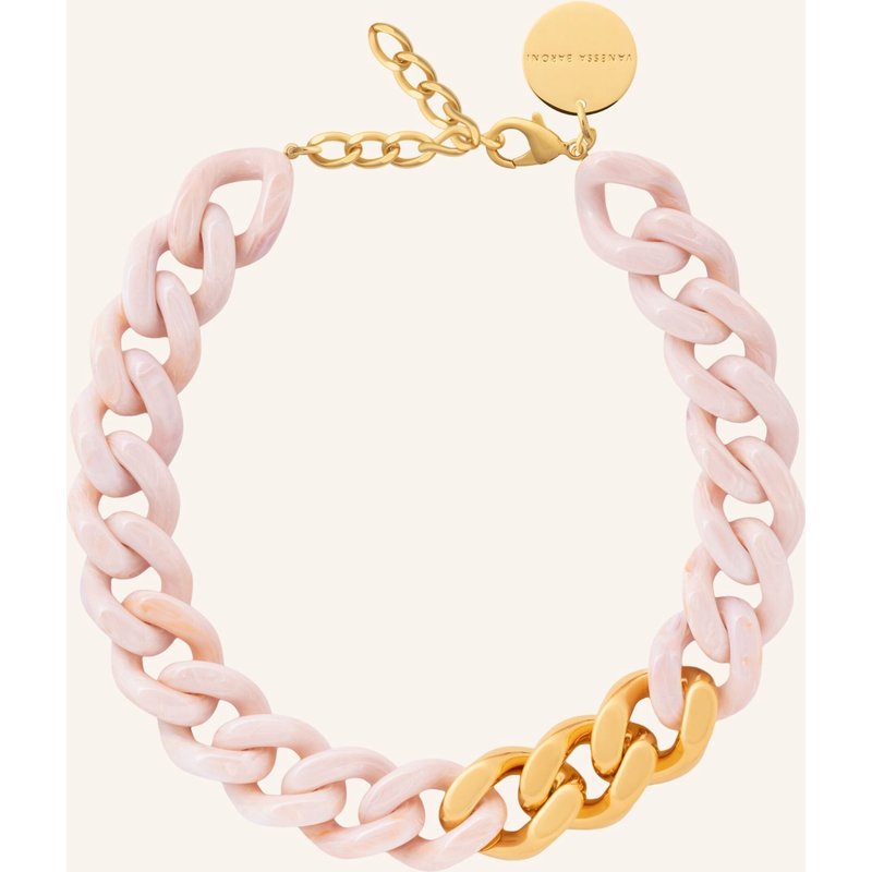Vanessa Baroni Halsketten Flat Chain Gold Ivory Rose Marble By Glambou gold