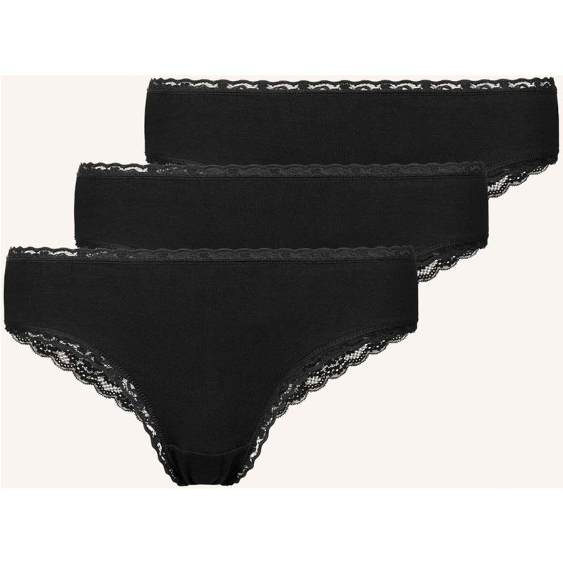 Snocks 3er-Pack Brazilian Slips Mit Spitze schwarz