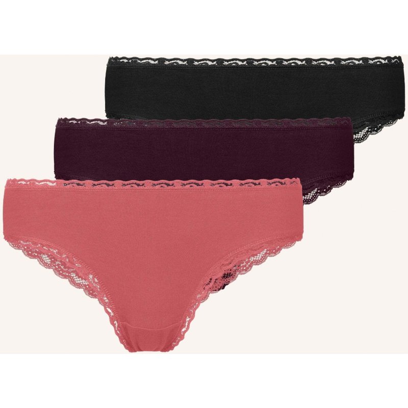 Snocks 3er-Pack Brazilian Slips Mit Spitze rosa