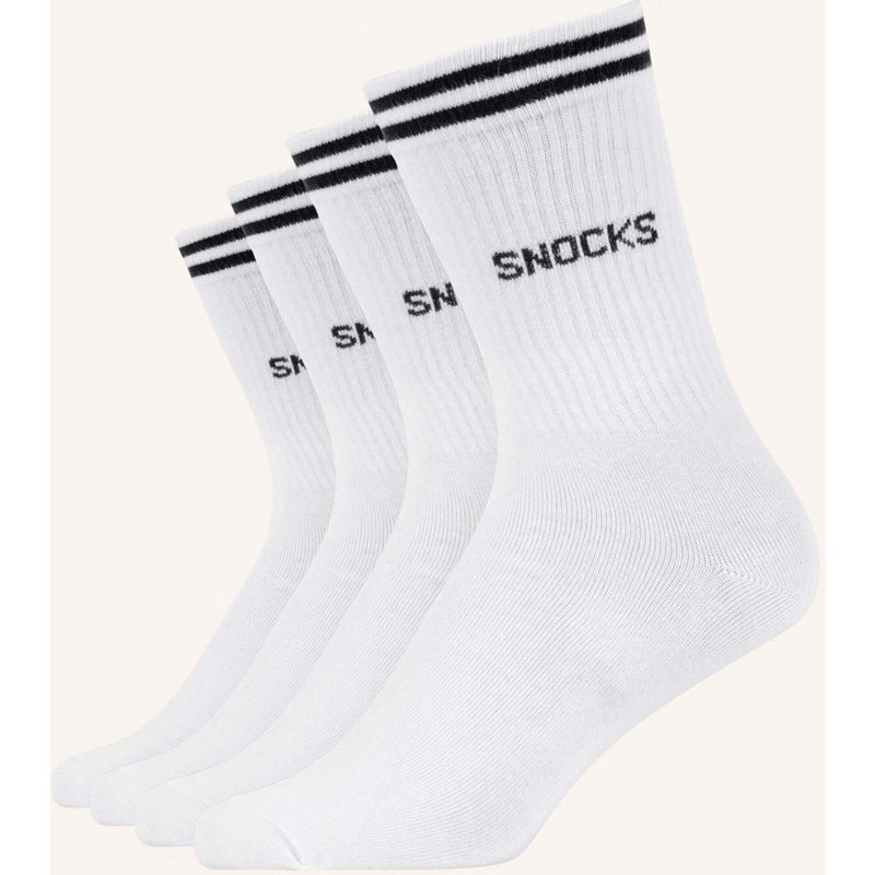 Snocks Hohe Sportsocken Mit Streifen (4 Paare) weiss