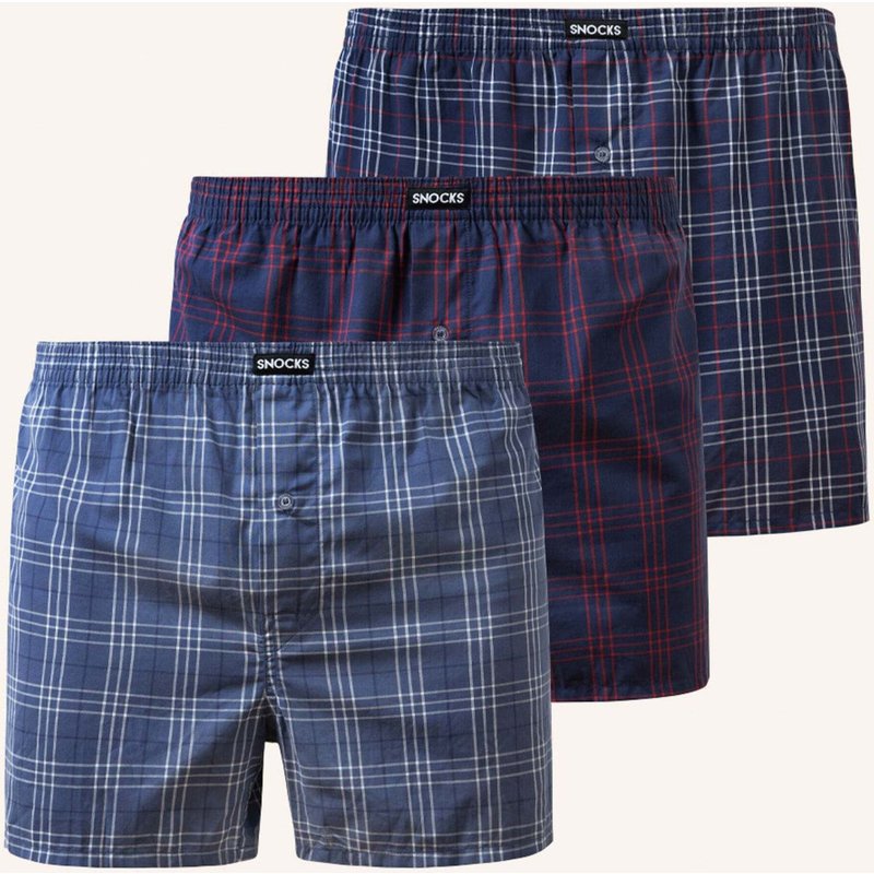 Snocks 3er-Pack American Boxershorts blau