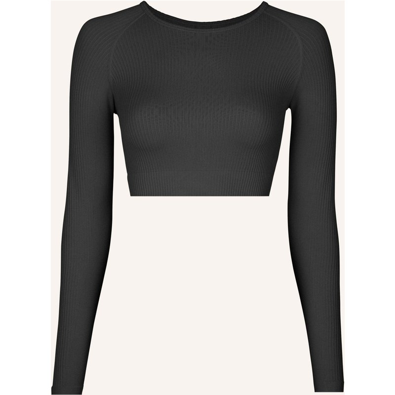Snocks Geripptes Sportshirt Langarm schwarz