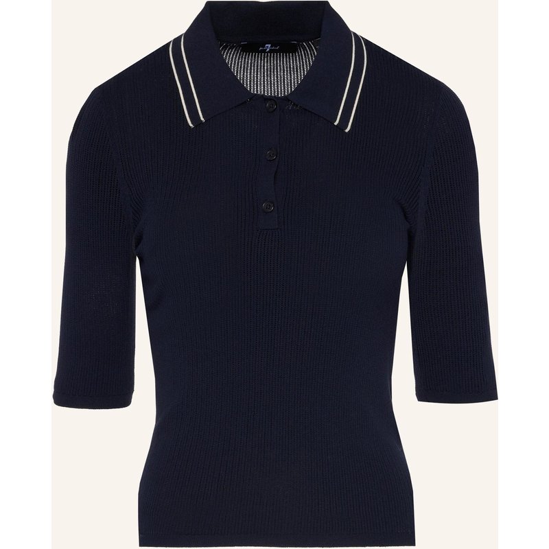 7 For All Mankind Knitted Piped Collar S/S Polo blau