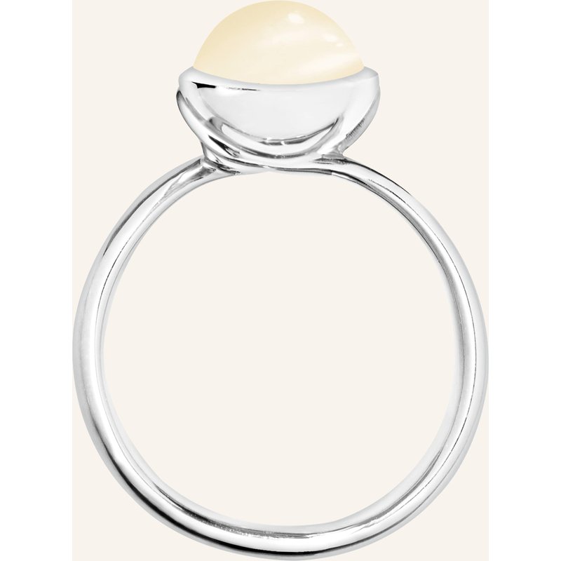 Tamara Comolli Ring Ring Bouton Small Moonstone Sand/White Aus 18k Weißgold Mit Sand Mondstein silber