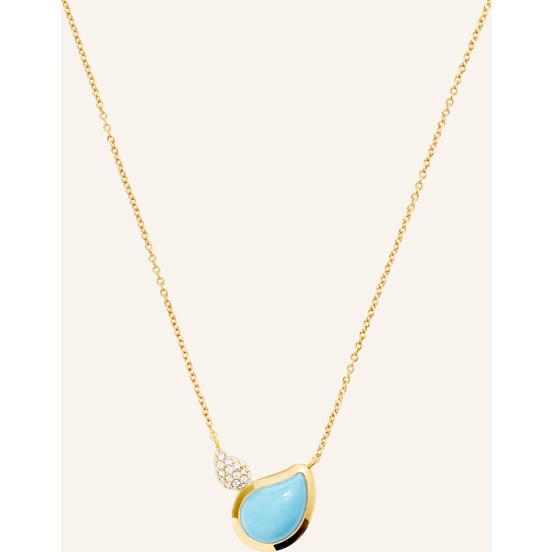 Tamara Comolli Halskette Necklace Signature 2 Drops Turquoise / Diamond Pavé 18k Gelbgold gold