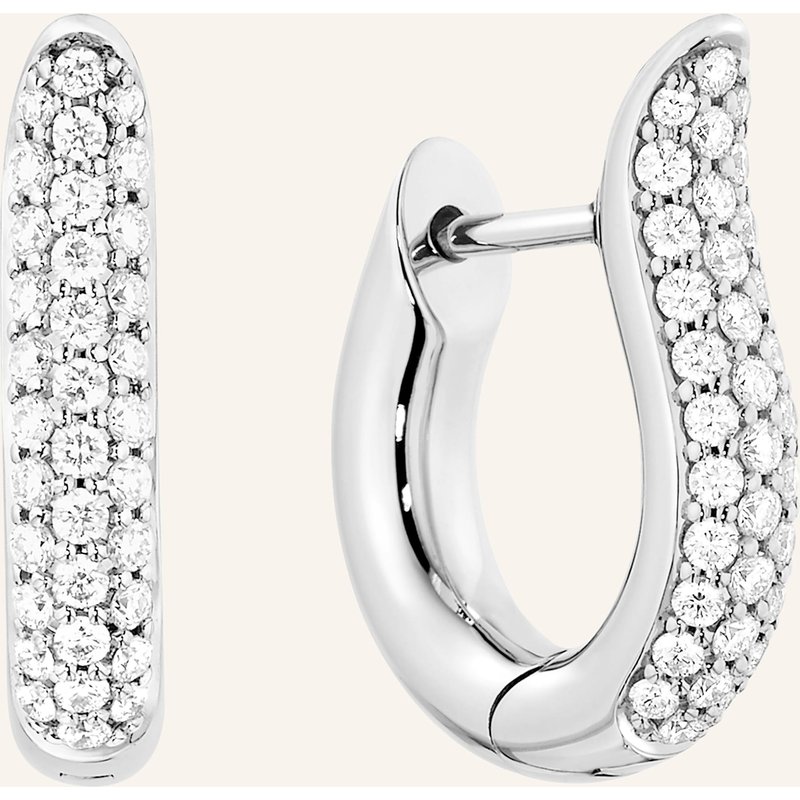 Tamara Comolli Ohrstecker Signature Ohrstecker Hoop Small Diamond Pavé 18k Weißgold silber