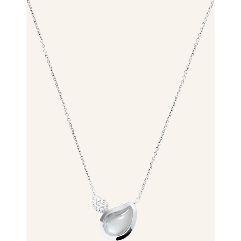 Tamara Comolli Halskette Necklace Signature 2 Drops Moonstone Grey / Diamond Pavé 18k Weißgold silber