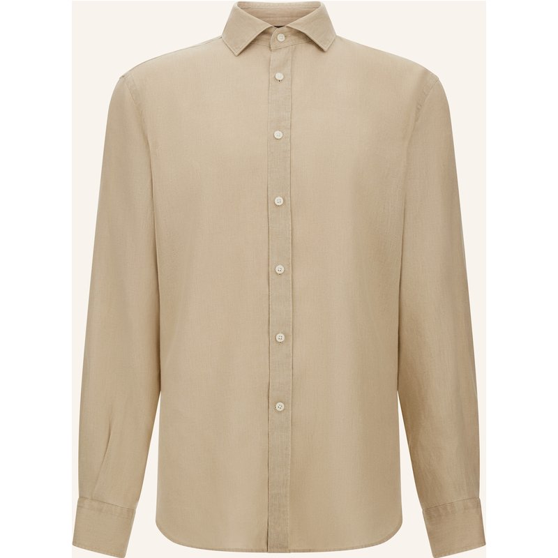 Boggi Milano Leinenhemd Regular Fit beige