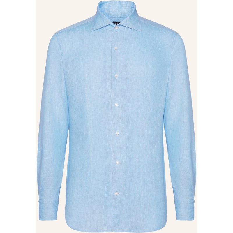Boggi Milano Leinenhemd Regular Fit blau