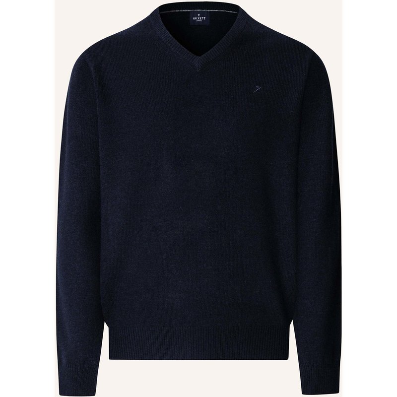 Hackett London Pullover Lambswool V Neck blau