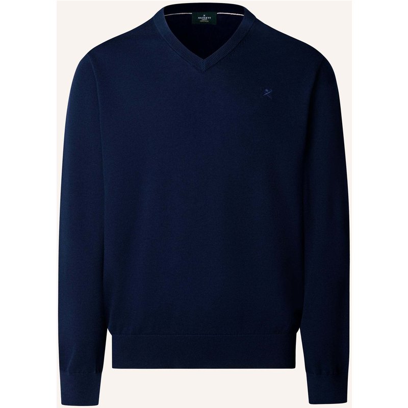 Hackett London Pullover Ess Cotton V Neck blau