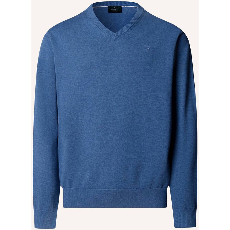 Hackett London Pullover Ess Cotton V Neck blau