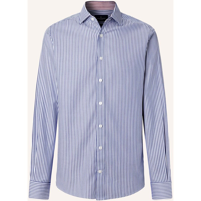 Hackett London Freizeithemd Double Face Bengal Str blau