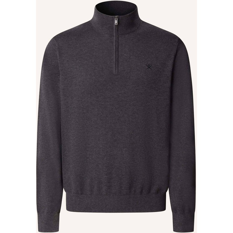 Hackett London Pullover Ess Cotton Hzip grau