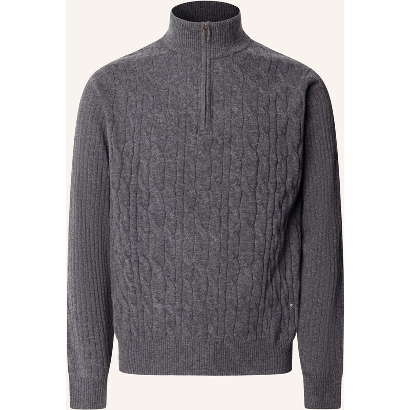 Hackett London Pullover Lambswool Cable Hzip grau