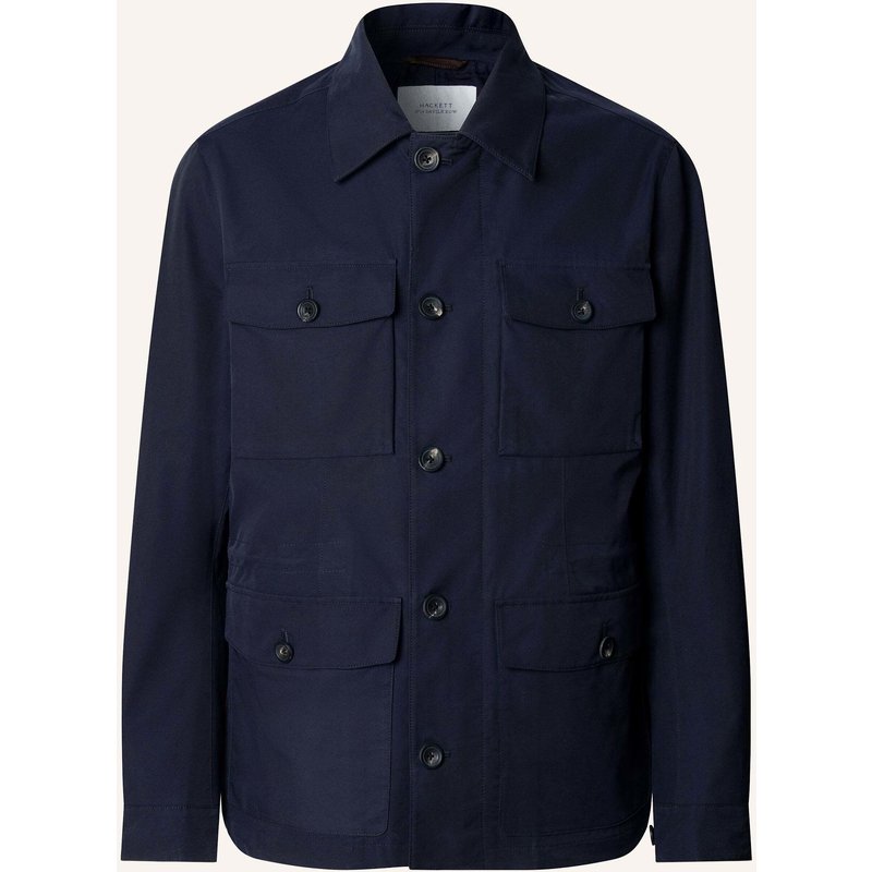 Hackett London Stehkragenmantel Sr Cotton 4 Pkt blau