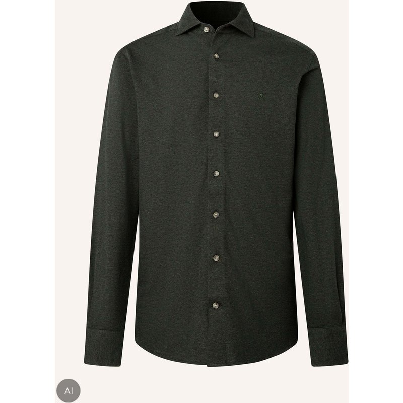 Hackett London Freizeithemd Melange Jersey Pique gruen