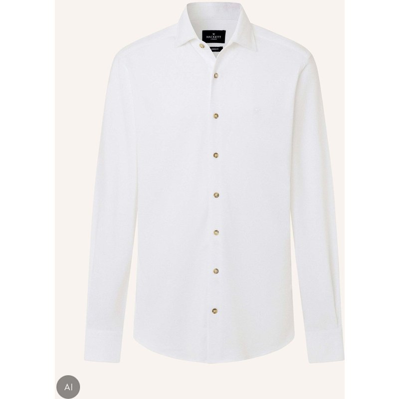 Hackett London Freizeithemd Melange Jersey Pique weiss