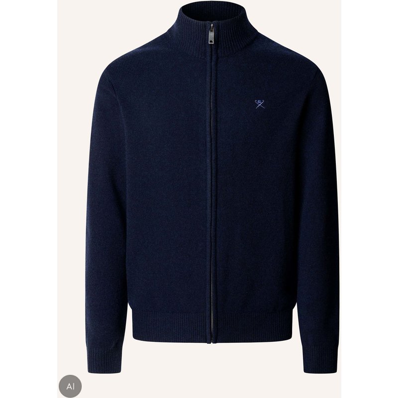 Hackett London Pullover Lambswool Fzip blau