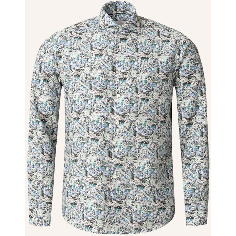 Eton Leinenhemd Mit Mosaikblütenmuster Slim Fit blau