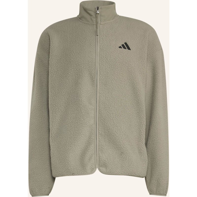 Adidas City Tech 3-Streifen Fleecejacke, Durchgehender Reissverschluss gruen