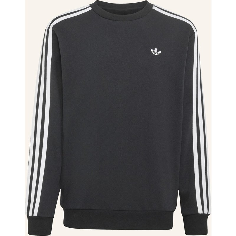 Adidas Originals Lockeres 3-Streifen Rundhals-Sweatshirt schwarz