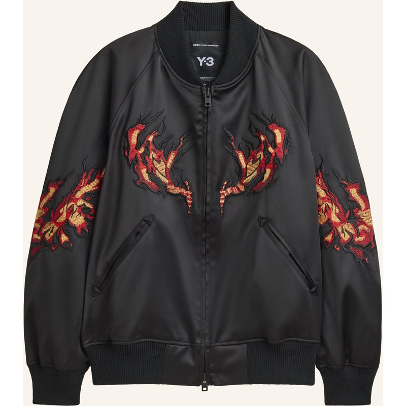 Y-3 Y-3 Embroidered Graphic Satin Souvenir Jacket schwarz