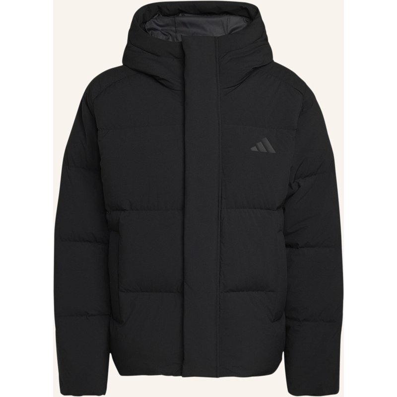Adidas Helionic Puffer Jacke Kapuze schwarz