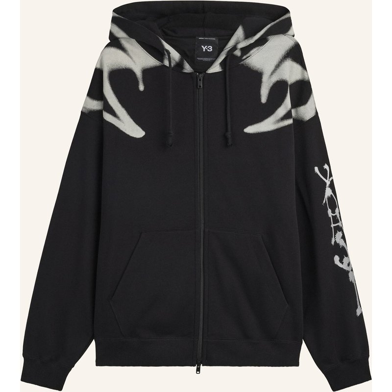 Y-3 Y-3 Chito Grafik French Terry Kapuzenjacke, Reissverschluss schwarz
