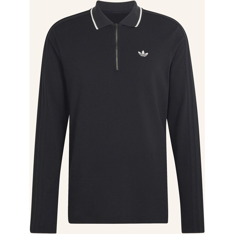 Adidas Originals 3-Streifen Poloshirt, Langärmelig, Gerippt schwarz