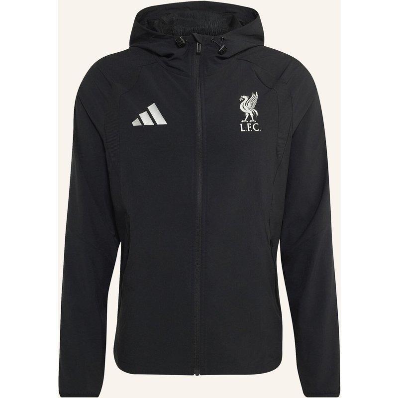 Adidas Fc Liverpool Tiro Travel Windbreaker, Durchgehender Reissverschluss schwarz