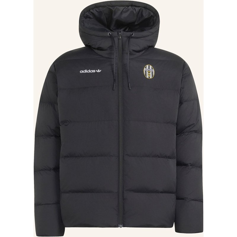 Adidas Juventus Turin Climawarm 3-Streifen Puffer Jacke, Kapuze schwarz