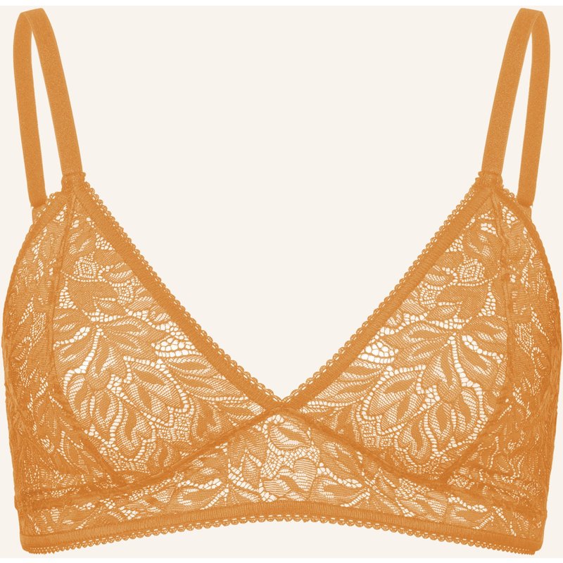 Erlich Textil Iconic Lace Bügelloser Triangel Bh Mittlerer Halt Aus Spitze - Verstellbare Träger orange