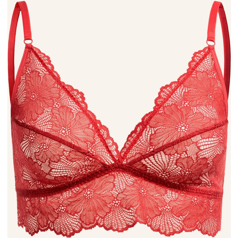 Erlich Textil Classy Lace Bügelloser Spitzen Triangel-Bh Mittlerer Halt Aus Recyceltem Polyamid - Verstellbare Träger rot