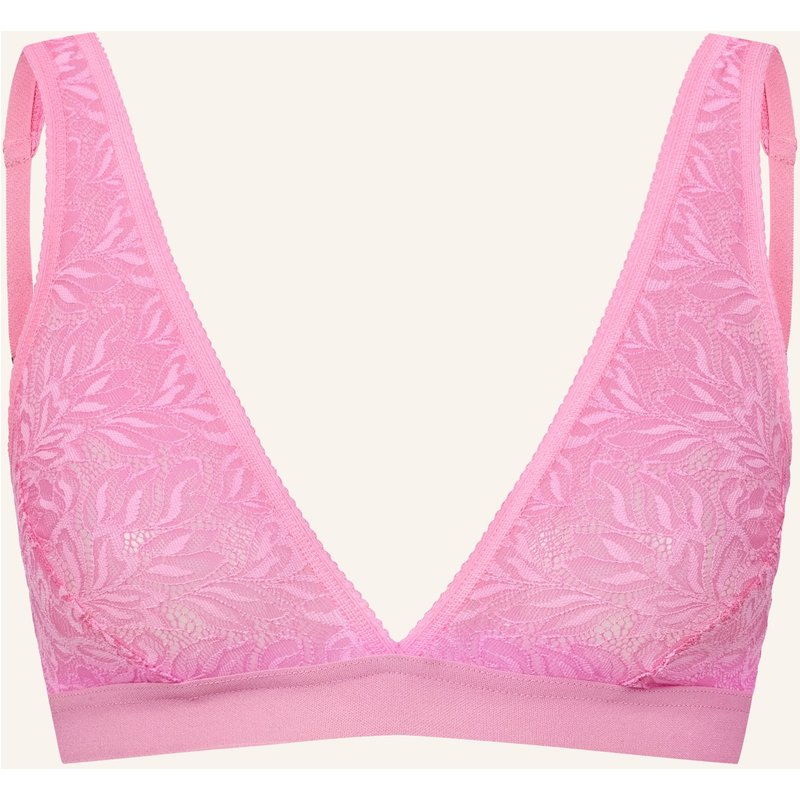 Erlich Textil Iconic Lace Bügelloser Plunge Bh Große Cups Mittlerer Halt Aus Nachhaltiger Spitze - Verstellbare Träger pink