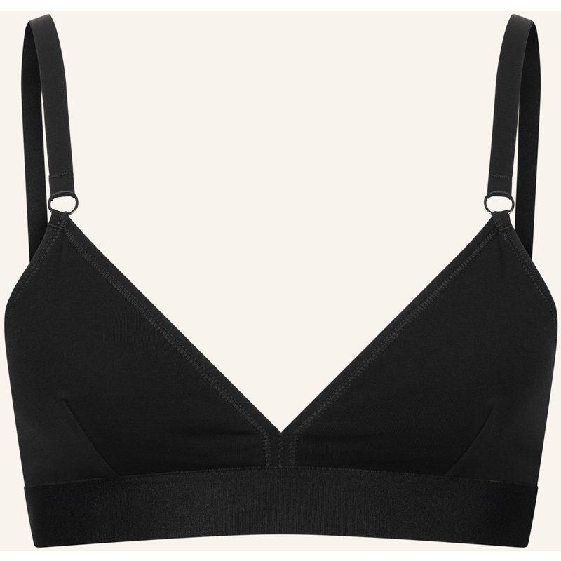 Erlich Textil Casual Cotton Triangel Bralette Bügellos Aus Bio-Baumwolle - Verstellbare Träger schwarz