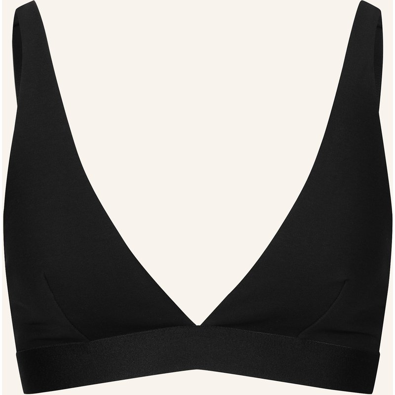 Erlich Textil Casual Cotton Bügelloser Plunge Bh Mittlerer Halt Aus Bio-Baumwolle - Verstellbare Träger schwarz
