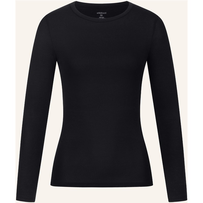 Erlich Textil Light Touch Schmales Langarmshirt Aus Lyocell - Seidig Weich schwarz