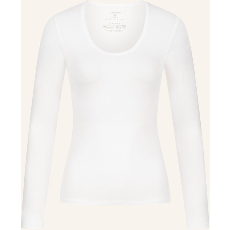 Erlich Textil Light Touch Tiefausgeschnittenes Langarmshirt Aus Lyocell - Seidig Weich weiss